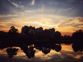 水风清晚霞明